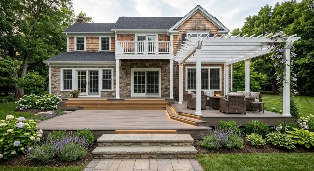 Beautiful custom deck built by Padgett Outdoor Solutions in Greensboro NC